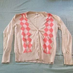Pink and cream argyle cardigan from old navy